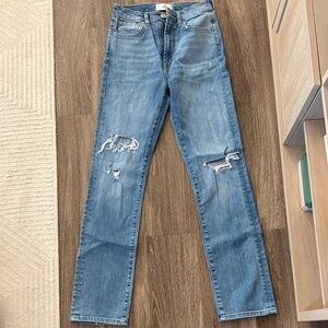 7 for all Mankind distressed blue jeans